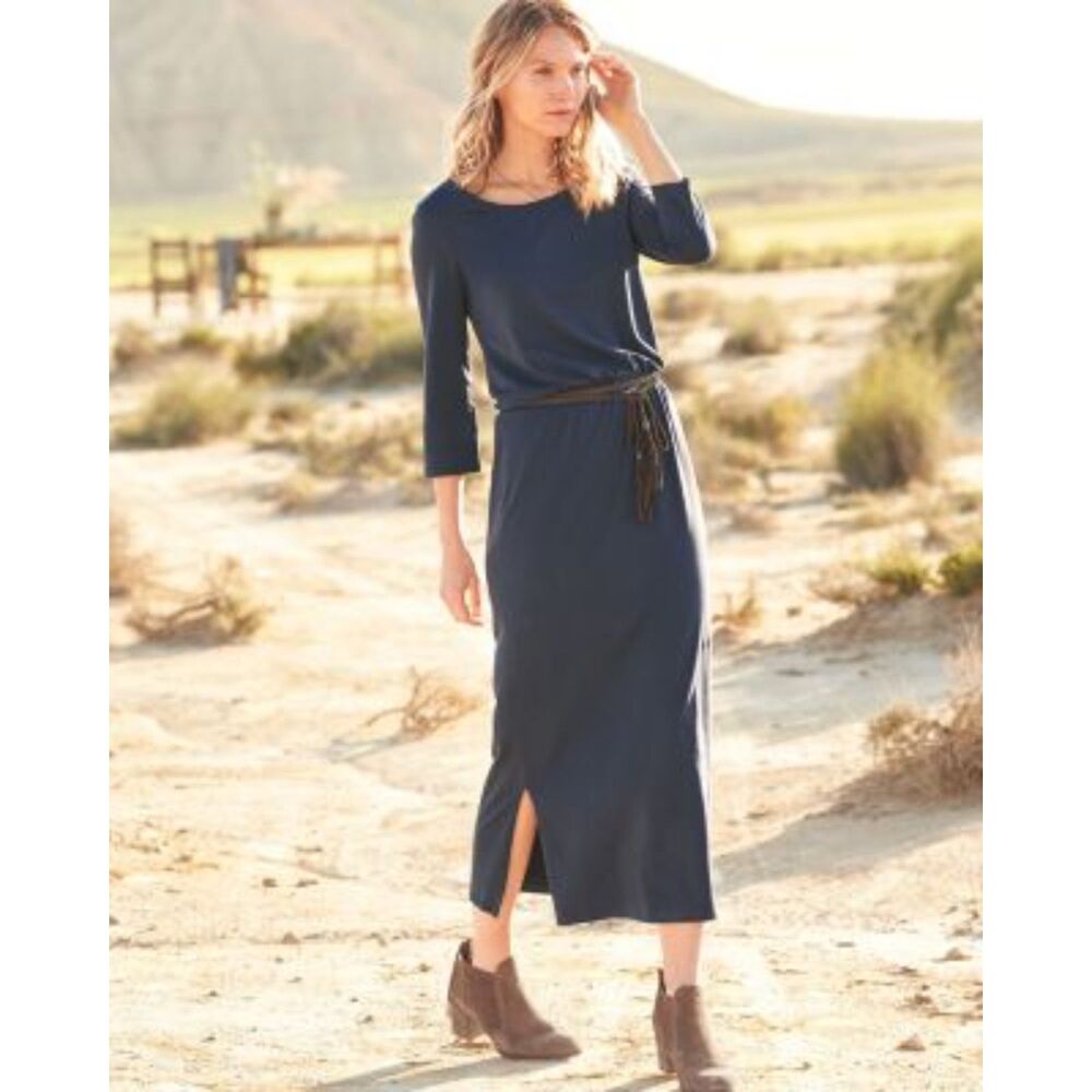 Garnet Hill Easy Knit Midi Dress 100% Organic Pima Cotton Size M